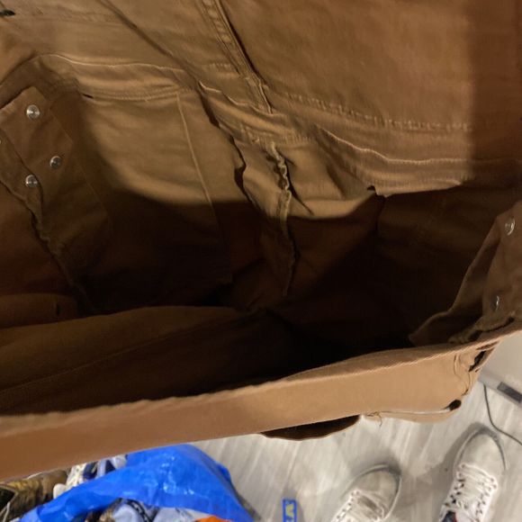 Duluth Trading Fire Hose Bib Overalls Canvas 38x28 Brown Waist 38" - Picture 7 of 12